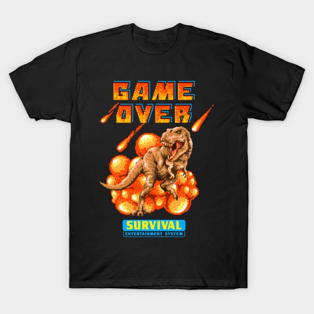 8-Bit Game Over Dinosaur T-Shirt by machmigo